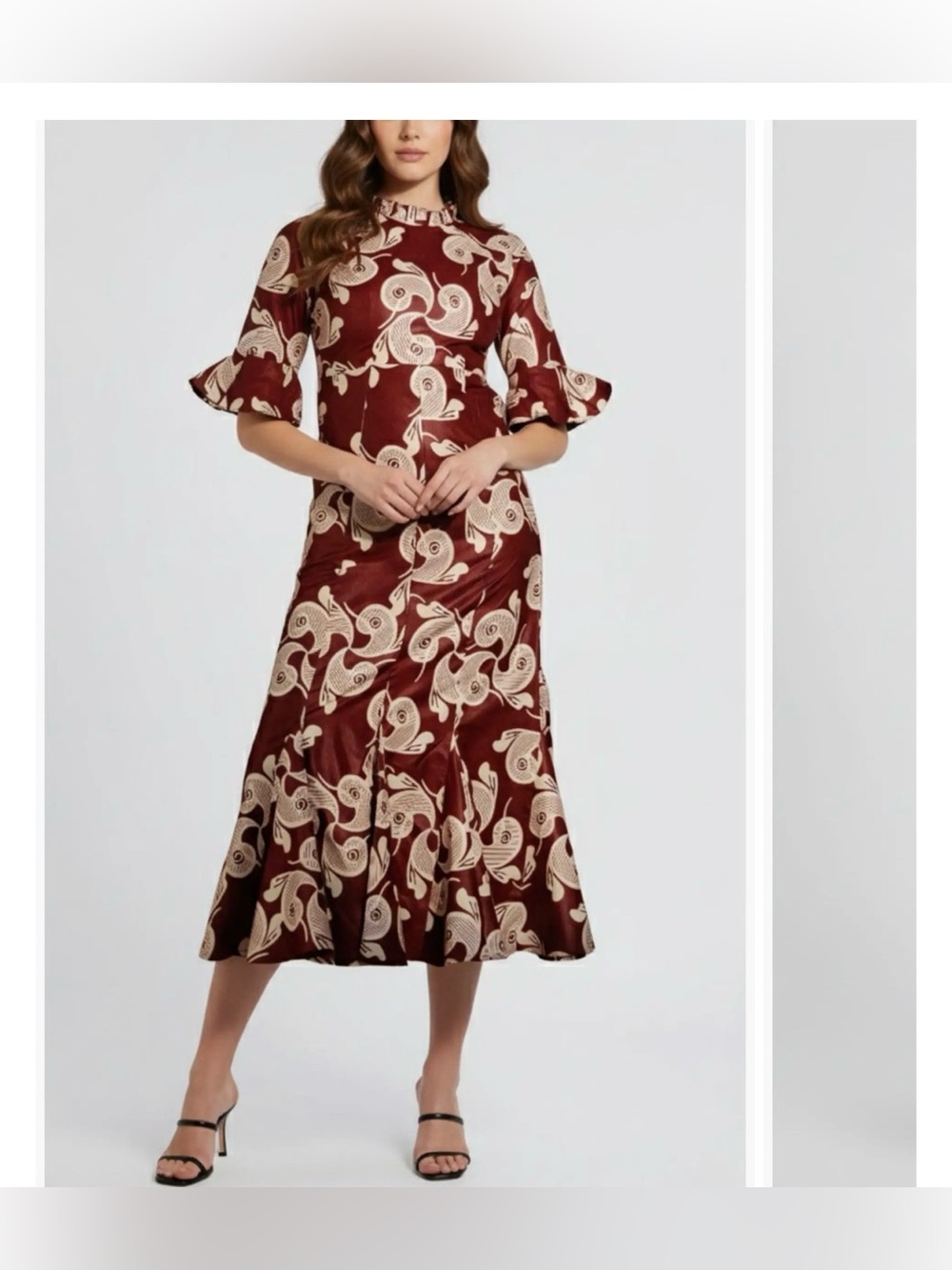 Chic Burgundy and Cream Midi Dress